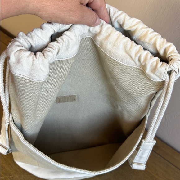 Sailor Ditty Unbranded Canvas Drawstring Bucket Backpack Beige & White. Nautical - Picture 5 of 9